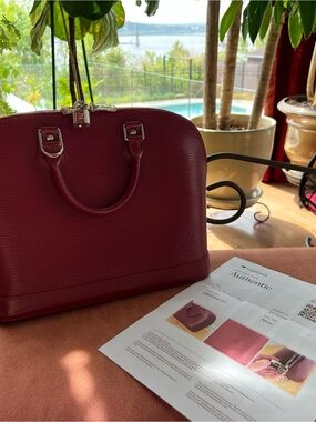 💎Louis Vuitton Alma PM Burgundy Top-Handle Satchel